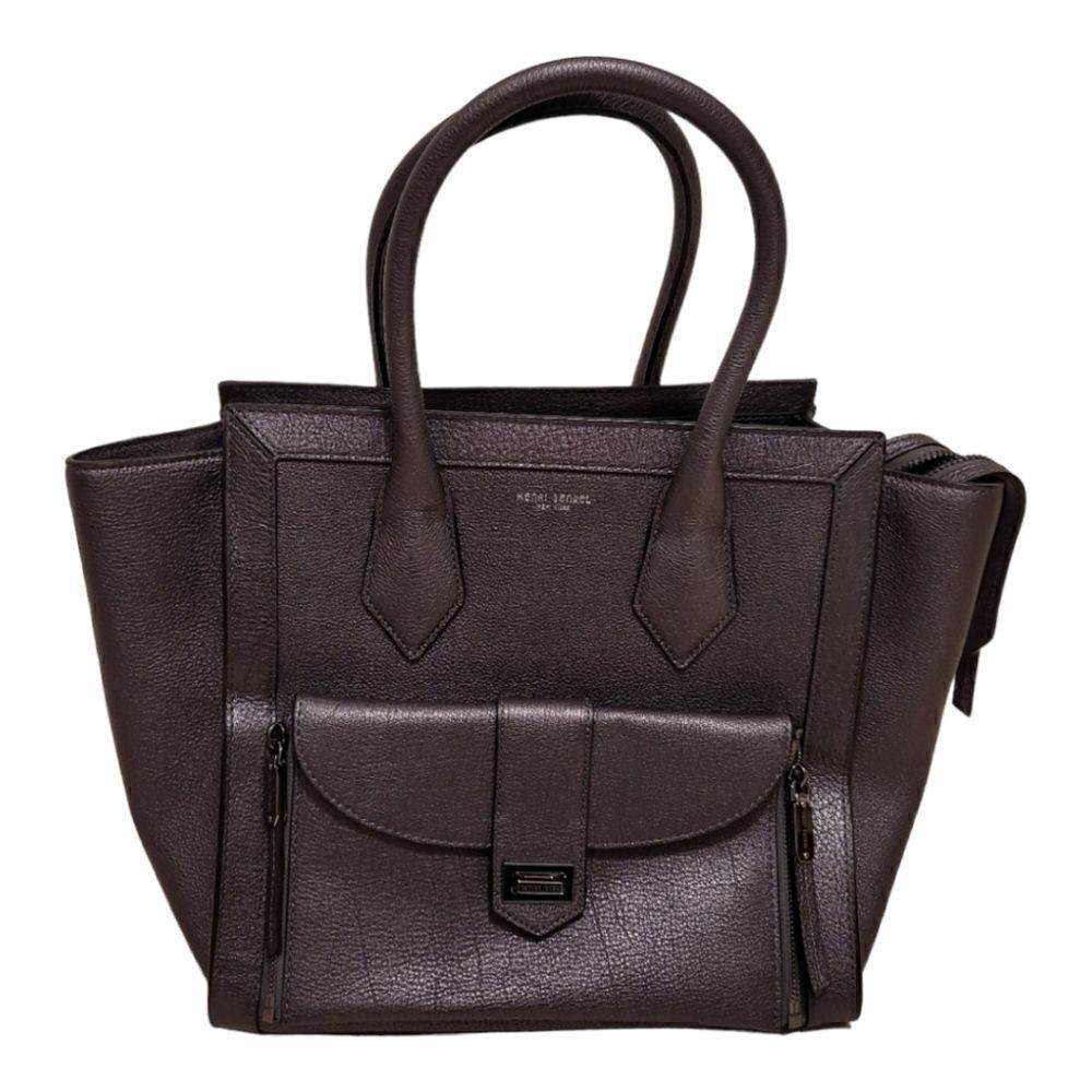 HENRI BENDEL "Rivington" Large Metallic Pewter Leather Tote‎